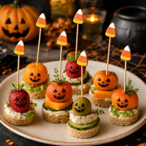 Halloween Candy Corn Cocktail Picks - 100 Pc Fall Party Toothpicks