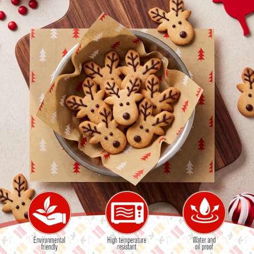 150 Pcs Christmas Wax Paper Sheets for Food Wrapping - Tree Variation