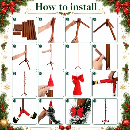 Christmas Wooden Stocking Holder Stand Walnut - Freestanding Holiday Rack