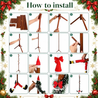 Christmas Wooden Stocking Holder Stand Walnut - Freestanding Holiday Rack