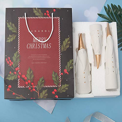 Santa Claus Figurine Christmas Reindeer Table Decor Set - 3 Pieces with Gift Box