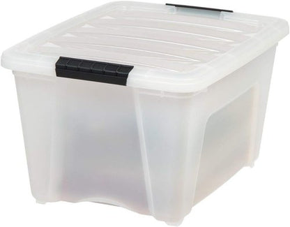 IRIS USA 32 Qt Stackable Plastic Storage Bins - BPA-Free, Durable Lids, 6 Pack - Pearl Color