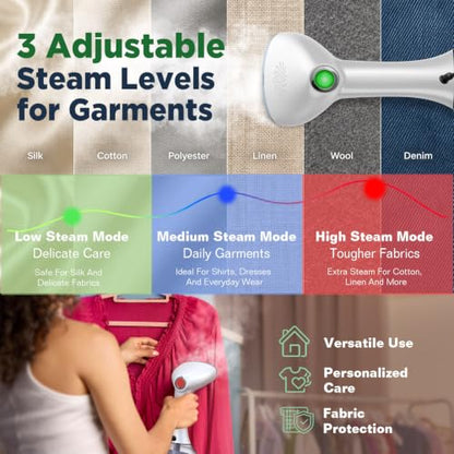 Clexpert Gray Handheld Garment Steamer with 3 Steam Settings, 380ml Water Tank