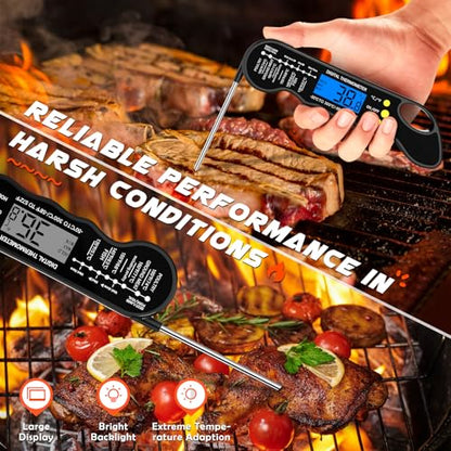 Digital Meat Thermometer Instant Read Waterproof Food Thermometer with Backlight