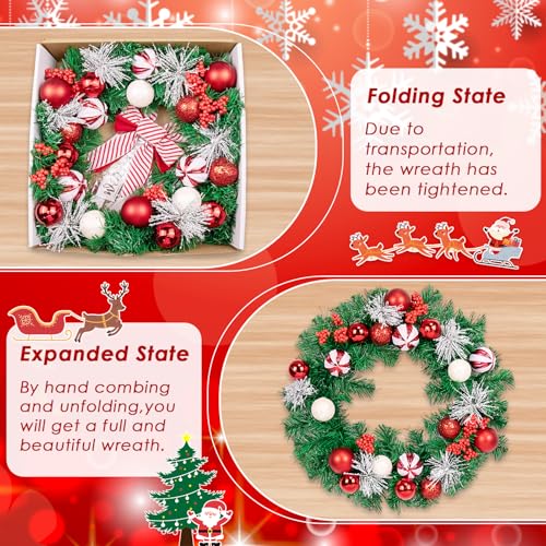20-Inch Christmas Wreath for Front Door Decor Peppermint Holiday Flower - Variation Wreath 7