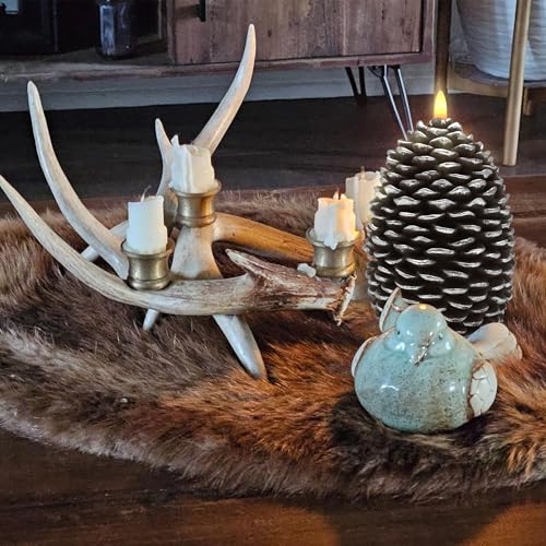 Silver Large Pine Cone Candles Battery Operated Flameless Flickering with Remote