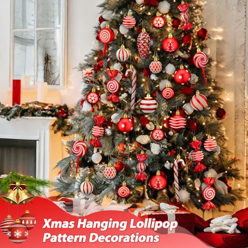 Knitgrip 50 Pcs Christmas Candy Cane Ornaments - Red & White