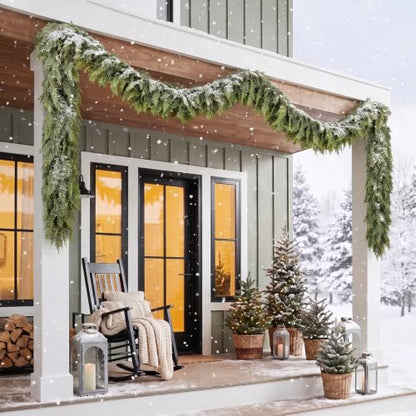 Christmas Cedar Garland 9FT Real Touch Greenery for Mantle Decor - Variation 1