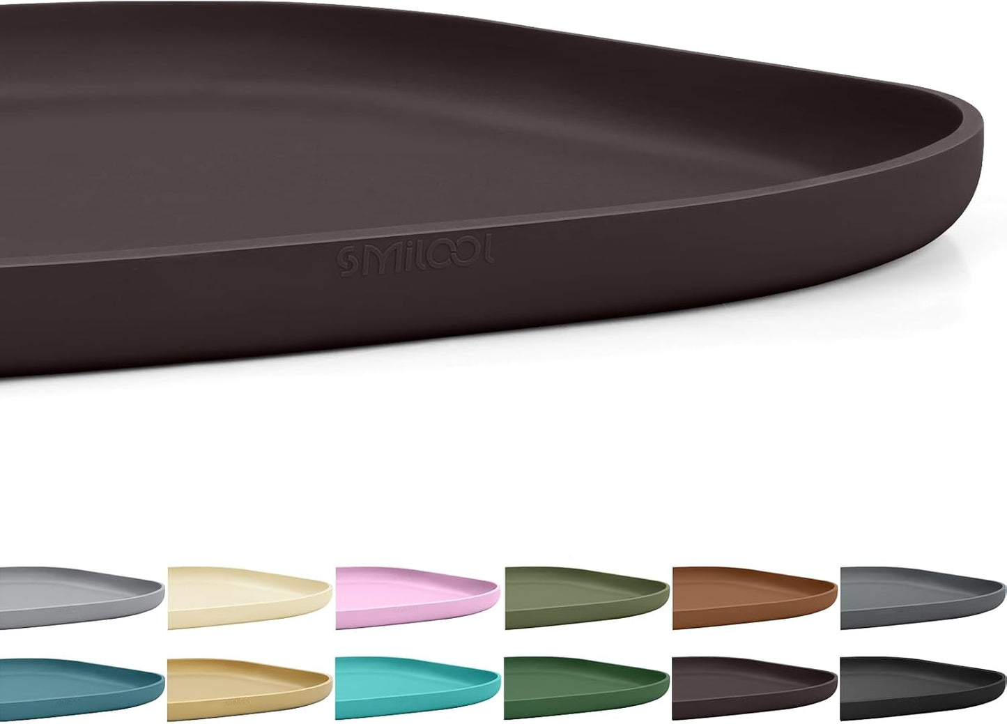Skiennix Small Silicone Pet Food Mat - Waterproof Dog & Cat Feeding Tray with Raised Edge | 12 x 12 x 0.7 Dark Brown