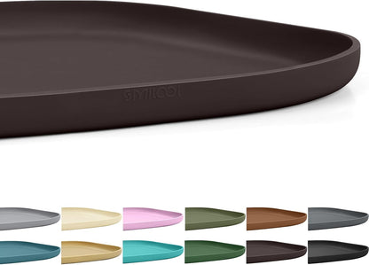 Skiennix Small Silicone Pet Food Mat - Waterproof Dog & Cat Feeding Tray with Raised Edge | 12 x 12 x 0.7 Dark Brown