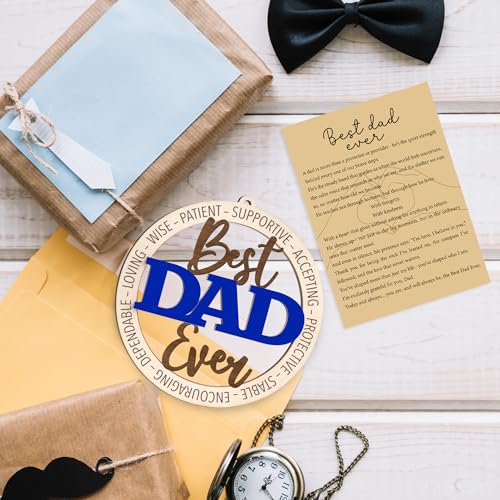 Best Dad Ever Ornament with Card - Unique Father's Day Gift for Dad, Stepdad, or Father Figures