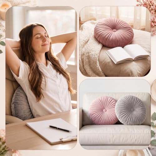 Namalu 4-Pack Blush Velvet Pumpkin Throw Pillows 13.8" Decorative Accent Cushions