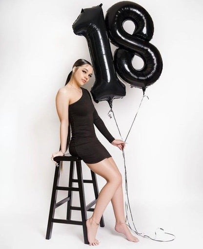 Black Number 18 Balloon | 40-Inch 18th Birthday Decoration for Boys and Girls Party Supplies