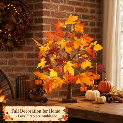 Fall Maple Tree with Lights - Orange 2 Pack, 24 Inch Autumn Decor