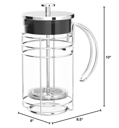 GROSCHE MADRID French Press - Premium Coffee and Tea Maker - 1.0L - 34oz - Borosilicate Glass Beaker - Dual Filter System For Rich Brew - Versatile Brewing | Stainless Steel Filter