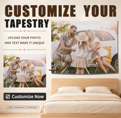 Custom Photo Tapestry Wall Hanging Personalized Banner for Home Decor