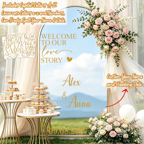 Wedding Welcome Sign Mirror Decals Custom Love Story - Golden Variations