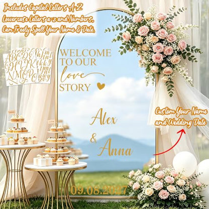 Wedding Welcome Sign Mirror Decals Custom Love Story - Golden Variations