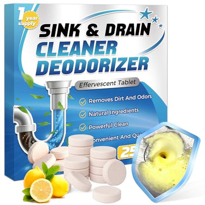 Garbage Disposal Cleaner Tablets Deodorizer 25 Pack - Sink & Drain Freshener