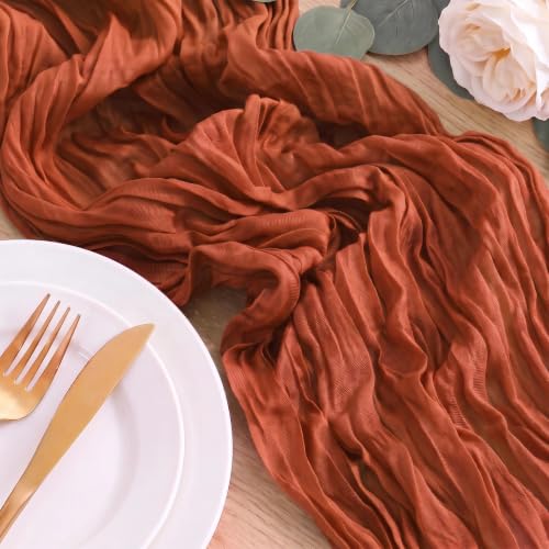 3 Pack Terracotta Cheesecloth Table Runner 17x108 Inch for Wedding & Party Decor