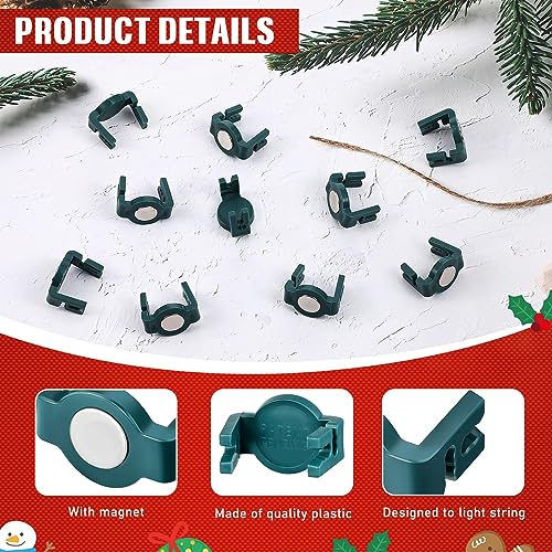 Frienda 200 Pieces Magnetic C9 Christmas Light Clips Outdoor Green Round