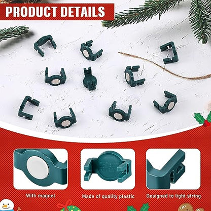 Frienda 200 Pieces Magnetic C9 Christmas Light Clips Outdoor Green Round