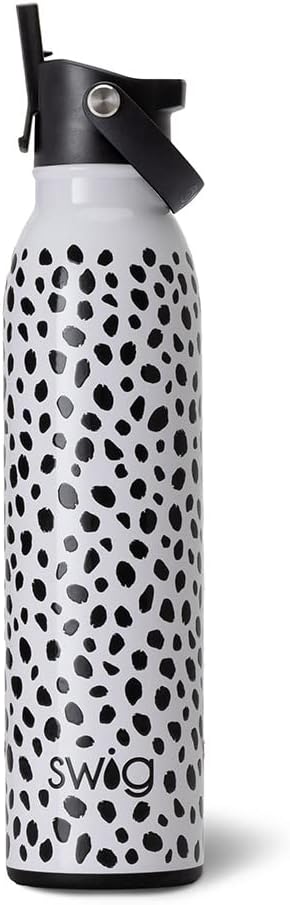 Swig Life 20oz Insulated Water Bottle - Travel-Friendly Design with Straw & Lid | Stainless Steel (Spot On)