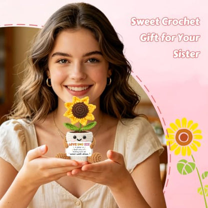 Sister Sunflower Crochet Gift with Card - Birthday from Big Sister Variation