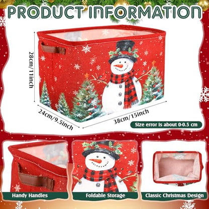 6 Pack Christmas Storage Bins with Retro Canvas Design - Large Collapsible Organizer
