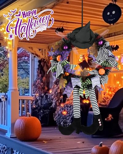 Halloween Wreath for Front Door Indoor Outdoor Decorations 13x24 Inch