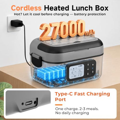 Cordless Electric Lunch Box with App Control 1.5L Gray - Portable Warmer