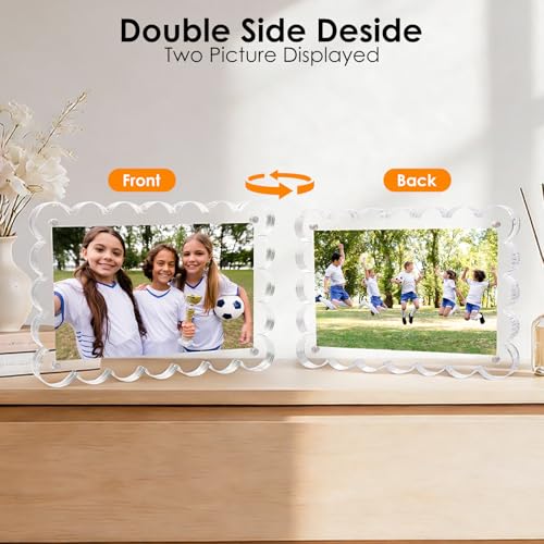 3 Pack 4x6 Acrylic Magnetic Double-Sided Picture Frames - Tabletop Display