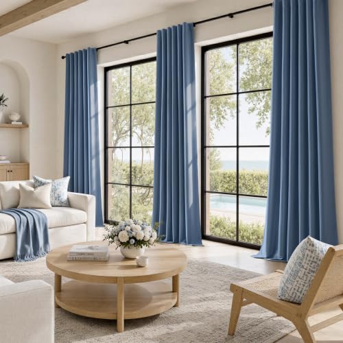 Blackout Curtains Set - Dusty Blue 52x84 Inches, Pack of 2, Cream-Soft Dense Woven Fabric