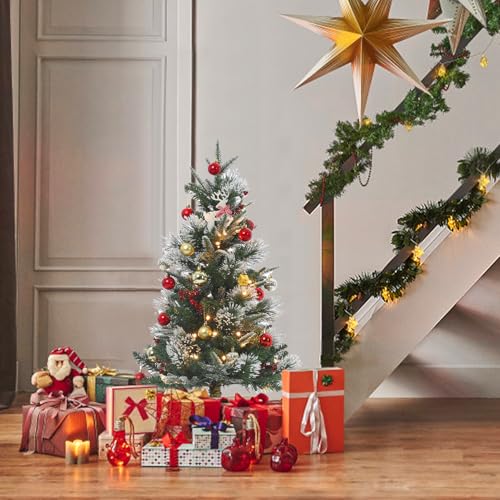 3ft Artificial Christmas Tree with Snow Flock & Prelit Lights - Snowflake Lightbox Variation