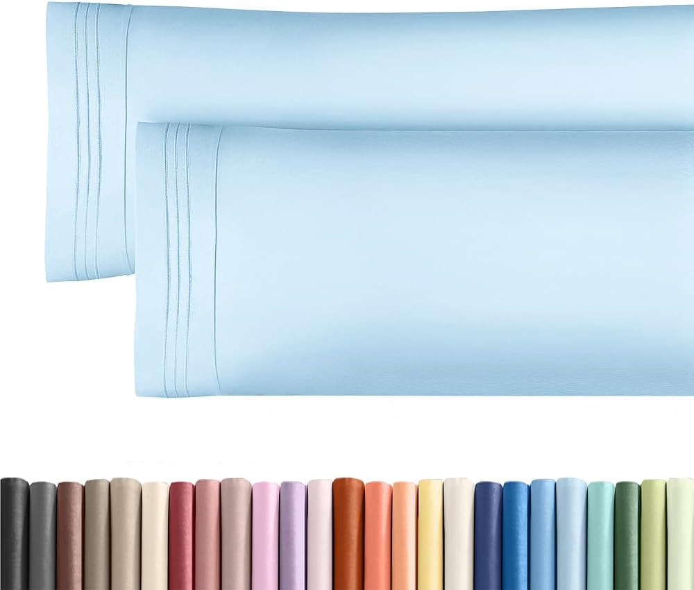 Skiennix Body Pillowcases Set of 2 | Soft & Breathable 20x54 Long Pillow Covers - Wrinkle-Free & Machine Washable (Light Blue)