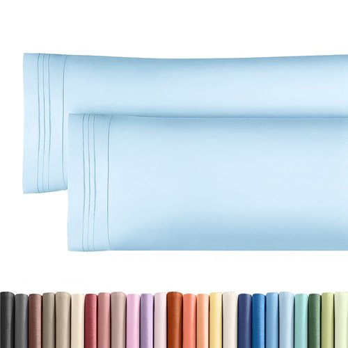 Body Pillowcases Set of 2-20x54 Long Body Pillow Case - Soft Body Pillow Cover for Sleeping & Side Sleepers - Comfy, Breathable & Wrinkle Free - Machine Washable w/Envelope Enclosure (Light Blue)
