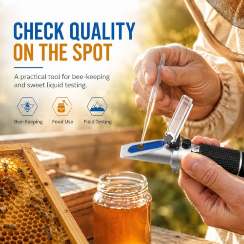 Honey Refractometer 58-90% Brix Moisture & Baume Testing with ATC