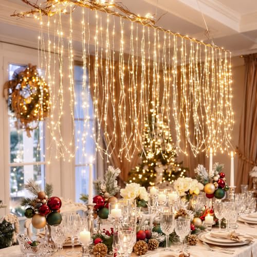 Staircase Curtain Lights 23.6ft with 576 LEDs, 8 Modes, USB & 110V Compatible