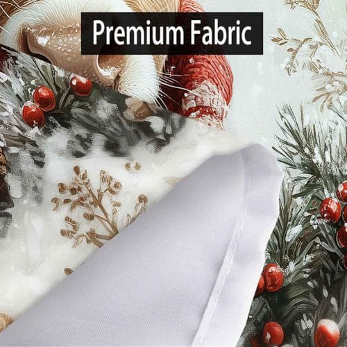 Beige Christmas Shower Curtain with Highland Cow Winter Holiday Decor 72x72 Inch
