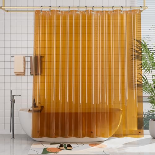 AmazerBath Long Shower Curtain Liner, 72x78 Plastic White Shower Curtain Liner, Cute Waterproof PEVA Shower Curtains, Lightweight Shower Curtains for Bathroom with Magnets and 12 Rustproof Grommets
