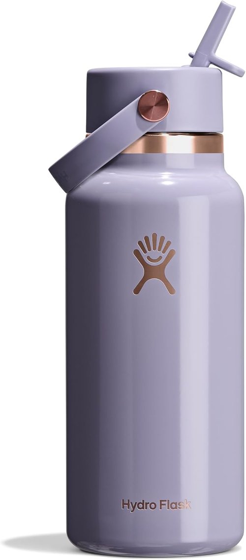 Hydro Flask Water Bottle - Insulated Stainless Steel with Wide Mouth Flex Straw Lid | 32 Oz Vapor Rose Gold