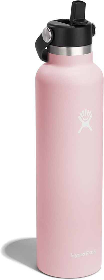 Hydro Flask Water Bottle - Insulated Stainless Steel - Leakproof Straw Lid - 24 Oz Trillium Pink