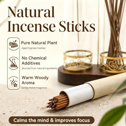 Incense Holder for Stick with Glass Ash Catcher and Anti-Tip Base - Includes 20 Incense Sticks