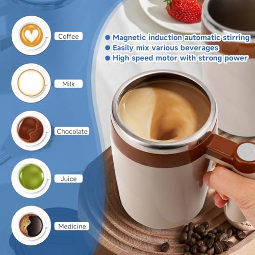 Self Stirring Coffee Mug Set of 2 - Rechargeable Black and Brown Cups