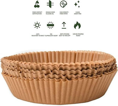 Air Fryer Liners - 100PCS Unbleached Non-Stick Parchment Paper for 5 to 8 Qt Air Fryers | 7.9 Inch