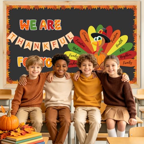 Brown 43pcs Thanksgiving Bulletin Board Decorations Fall Classroom Decor