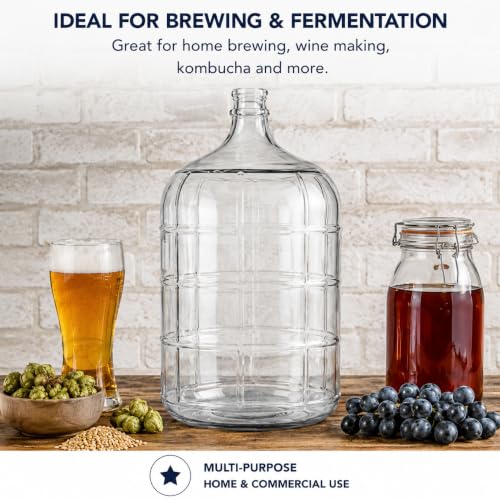 5 Gallon Clear Glass Fermentation Carboy with Cork Finish - Italian Made