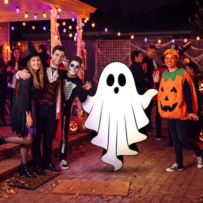Halloween Ghost Cardboard Cutout with Base - 5 Ft Spooky Photo Prop