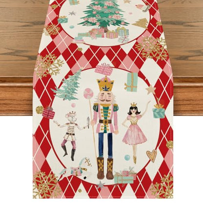 Christmas Nutcracker Table Runner 13x90 Inch Holiday Home Decor