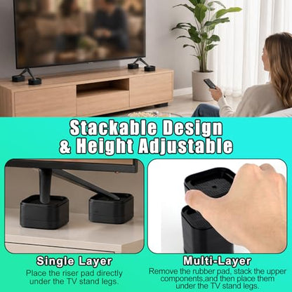 8pcs TV Stand Riser Blocks, Height Adjustable Furniture Risers for TV, Sofa, Bed, 6.8x6.8x3.5cm